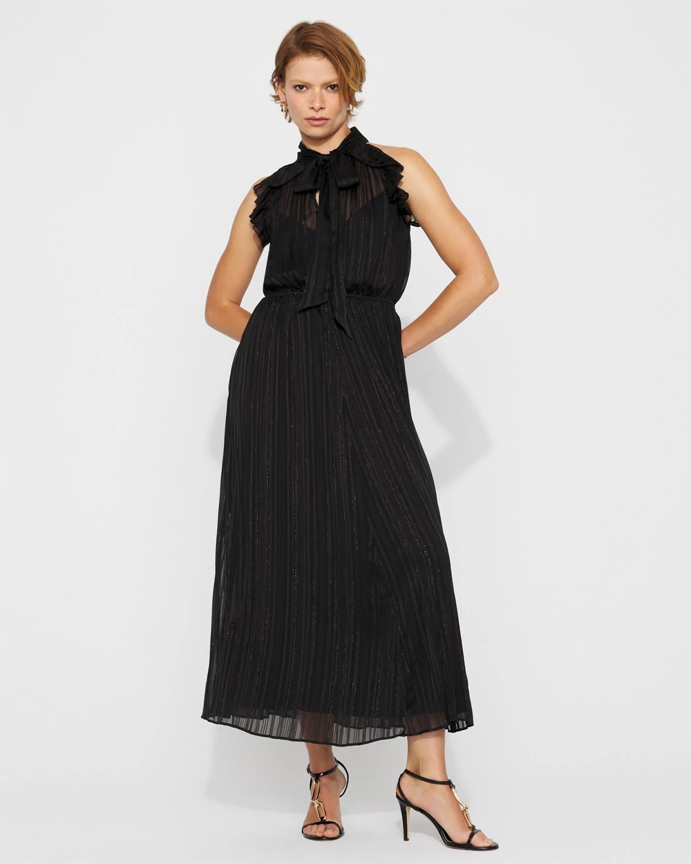 Chiffon Tie-Neck Maxi Dress | White House Black Market